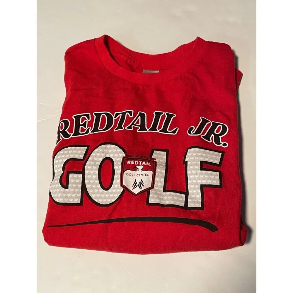 RedTail jr Golf Center shirt youth boys large short sleeve red